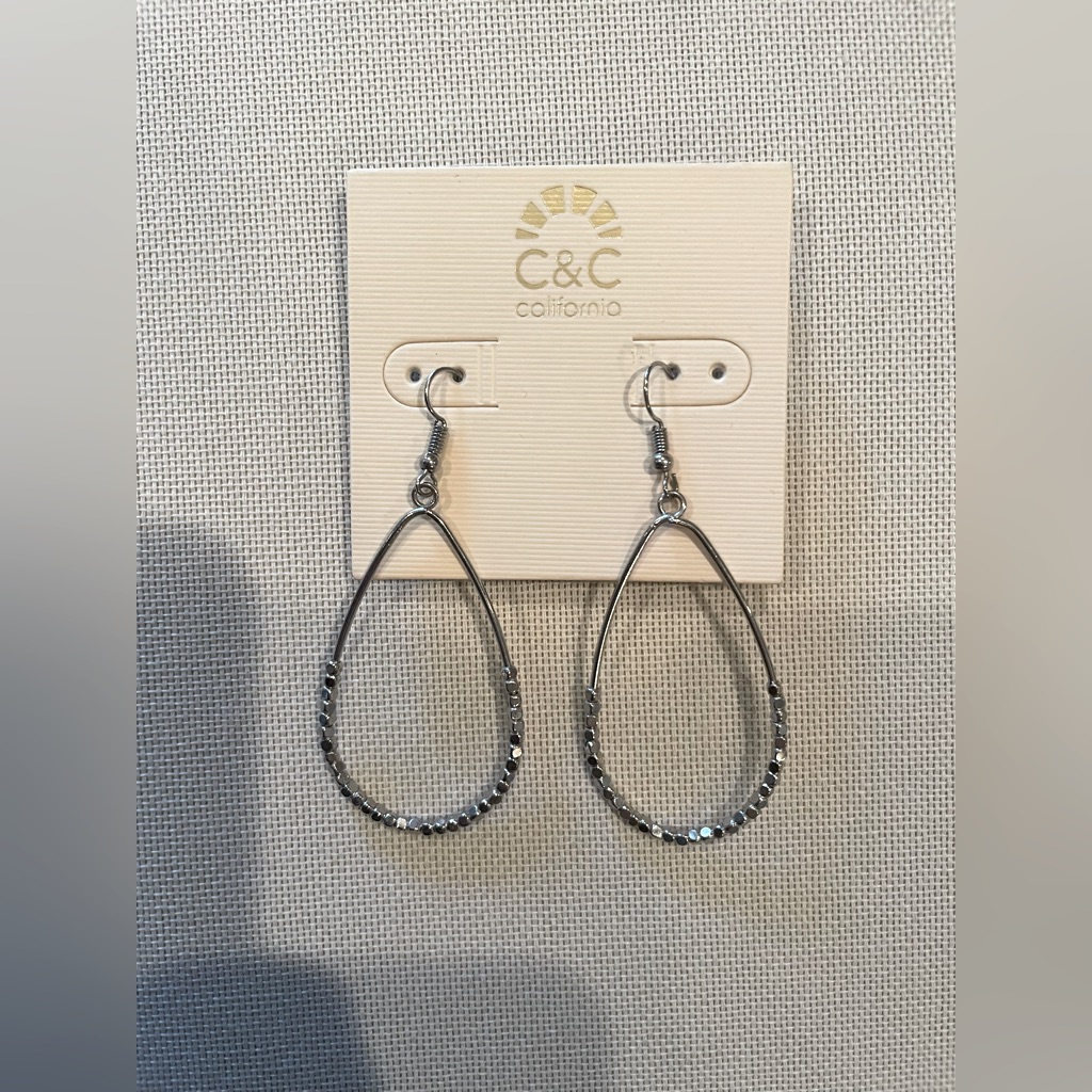C&C California Silver Tear Drop Dangle Earrings